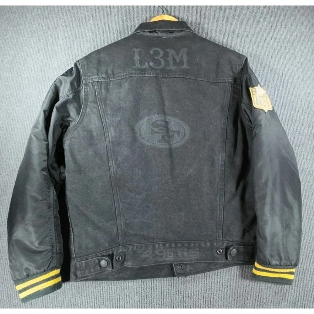 Levi Strauss San Francisco 49ers Super Bowl 50 Jacket Black Denim Mens Medium